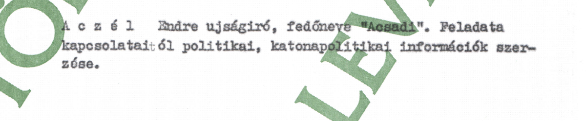 A dokumentum vonatkozó részlete / Forrás: ÁBTL
