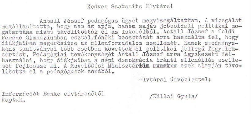 Kállai válasza /Forrás: Mol.hu, Hamvas