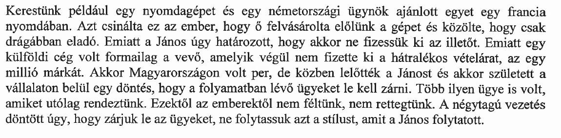 Részlet Óvári vallomásából / Forrás: PS