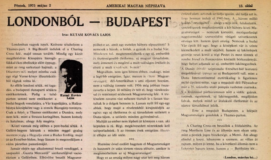 Kutasi Kovács Lajos egyik megrendelt PR-cikke / Forrás: Amerikai M. N.