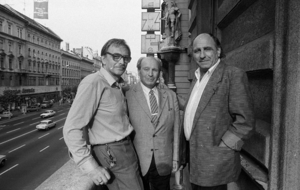 Obersovszky Gyula (jobbra) már 1990-ben. Balra Vészi János / Fotó: Fortepan.hu, ad.: Erdei Katalin