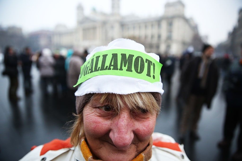 Modern Magyagyarország Mozgalom hívei a jogállamért tüntettek 2016.01.24. foto:Horváth Péter Gyula