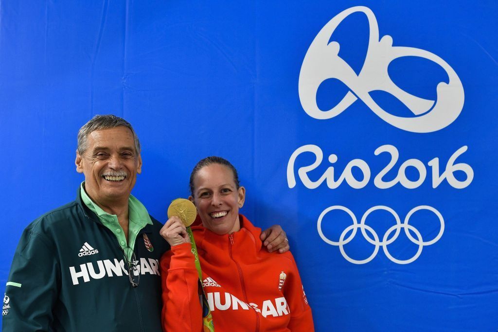 Szász Emese és edzője, a négyszeres olimpiai bajnok Kulcsár Győző (kép: MTI / Czeglédi Zsolt)