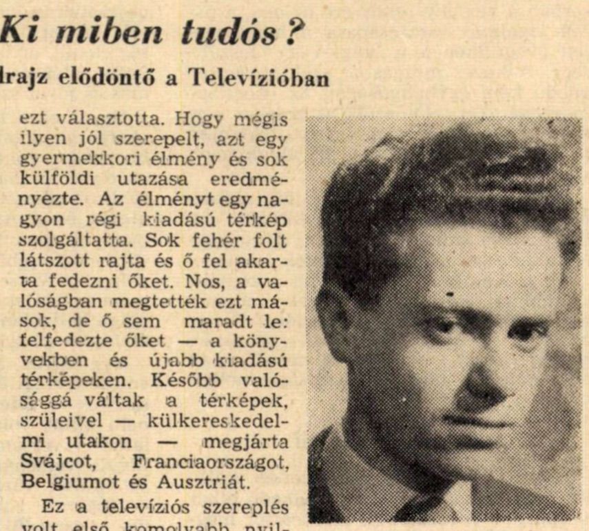 Már KISZ-esként. A fotó őt ábrázolja, a szöveg másik elődöntősről szól (külkeresek gyerekeként járta a világot) / Forrás: Budapesti KISZ Élet
