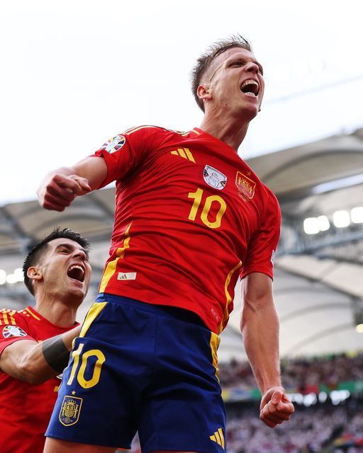 Dani Olmo gólöröme a Spanyolország-Németország Eb-negyeddöntőben a németországi Európa-bajnokságon. Fotó: Facebook/UEFA EURO 2024