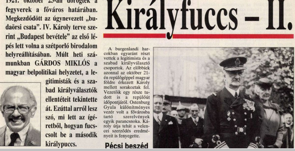 Gárdos elvtárs Királyfuccsa / Forrás: 168 óra, Arcanum.hu