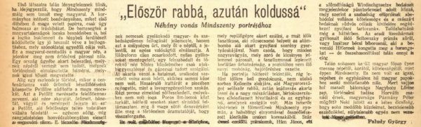 Védhetetlen cikk / Forrás: Arcanum.hu (Népszava)