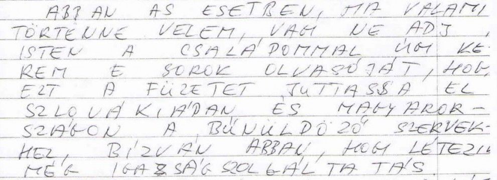 Részlet Dömény Zoltán tízoldalas leveléből