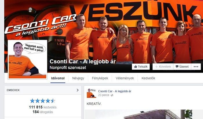 Több mint 111 ezren kedvelik Csonti Facebook oldalát. Már amikor éppen nincs letiltatva....