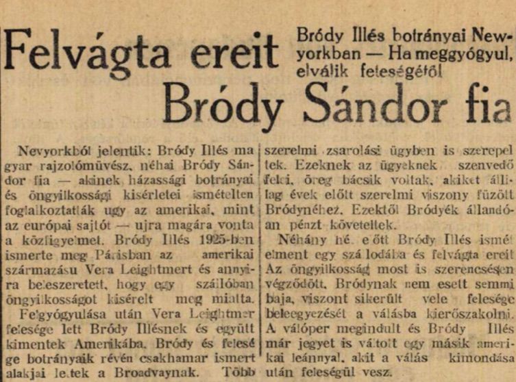 Bródy Illés viharos kapcsolatáról és állítólagos zsarolási ügyeikről az itteni és emigráns magyar sajtó is beszámolt