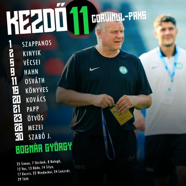 A Paks kezdője a nagyszebeni kupavisszavágón. Fotó: a Paksi FC hivatalos Facebook-oldala