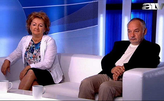 Láposi Elza, a Népszava kiadójának ügyvezető igazgatója és Németh Péter, a napilap főszerkesztője. Fotó: ATV