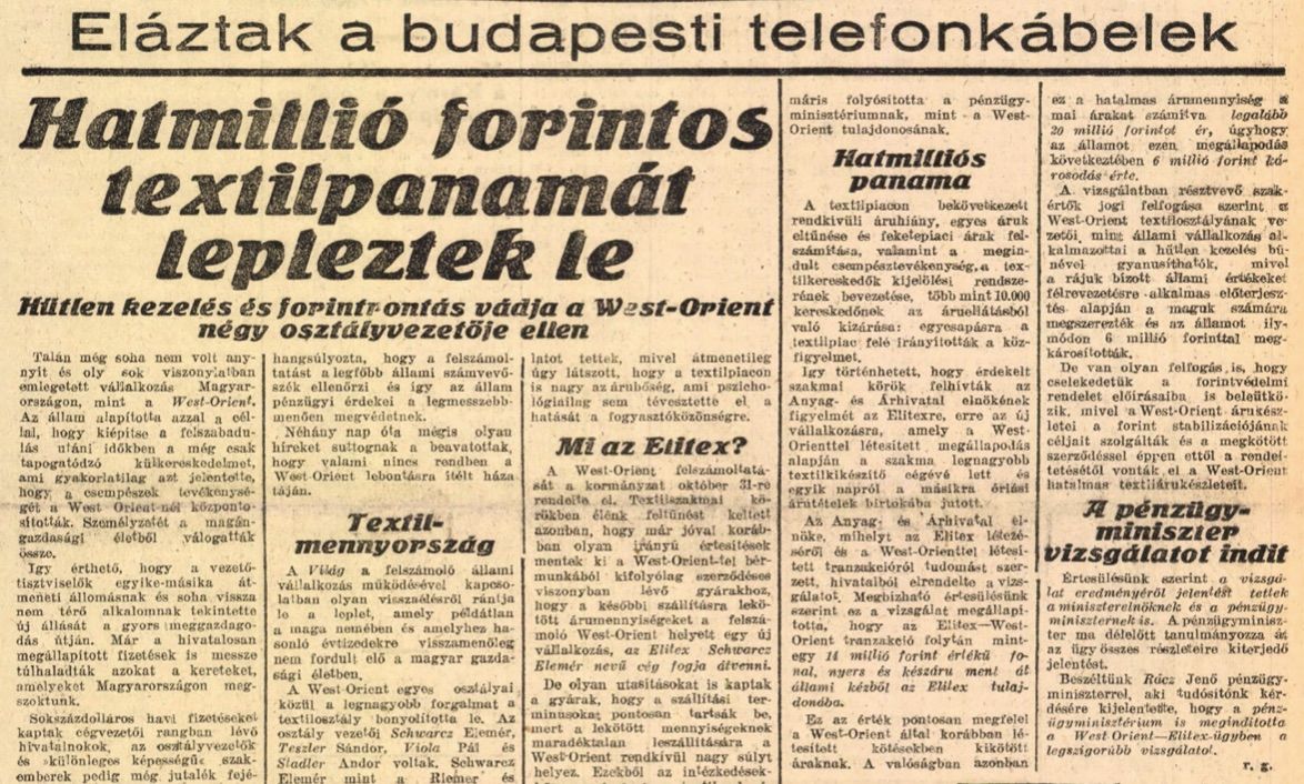 Borult a bili. Korabeli cikk / Forrás: Arcanum