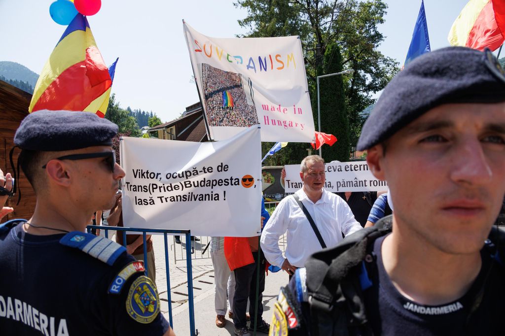 20250726 -- Tusványos, román nacionalisták tüntetése // fotó: Hatlaczki Balázs