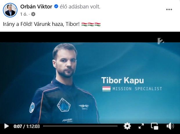 Kapu Tibor elhagyja az űrállomást - Forrás: HUNOR - Magyar Űrhajós Program