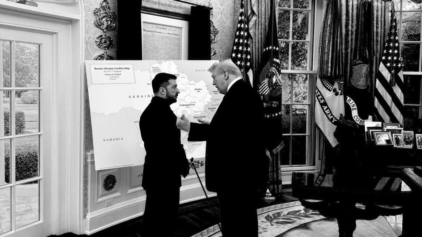 Trump nem finomkodott Zelenszkijjel – Az elfoglalt területek térképe fogadta az ukrán elnököt a Fehér Házban 