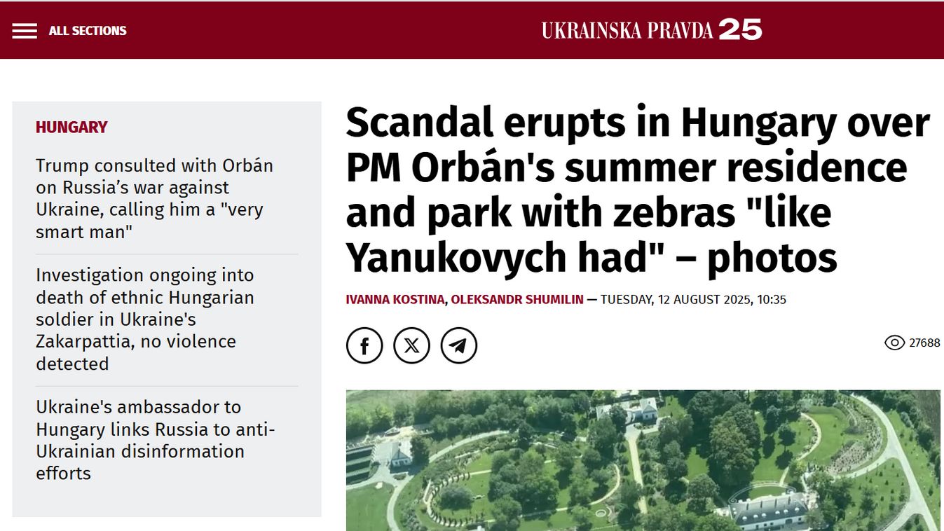 Míg dúl a háború, Zelenszkijék szócsöve Orbán Viktor állítólagos nagybirtokával van elfoglalva