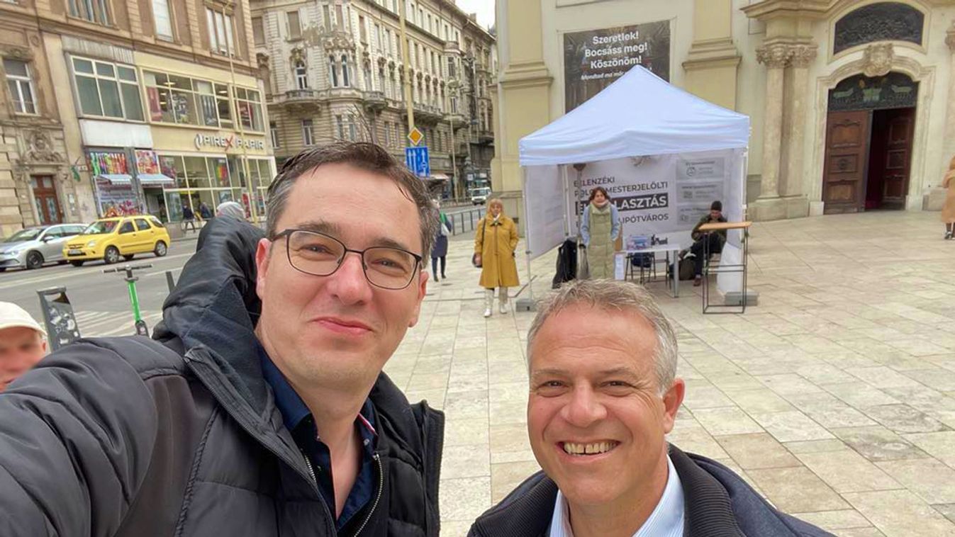 Juhász Péter Karácsony Gergellyel az elbukott választás előtt; Juhász most a Szőlő utcai botrányba keveredett (Forrás: FB)