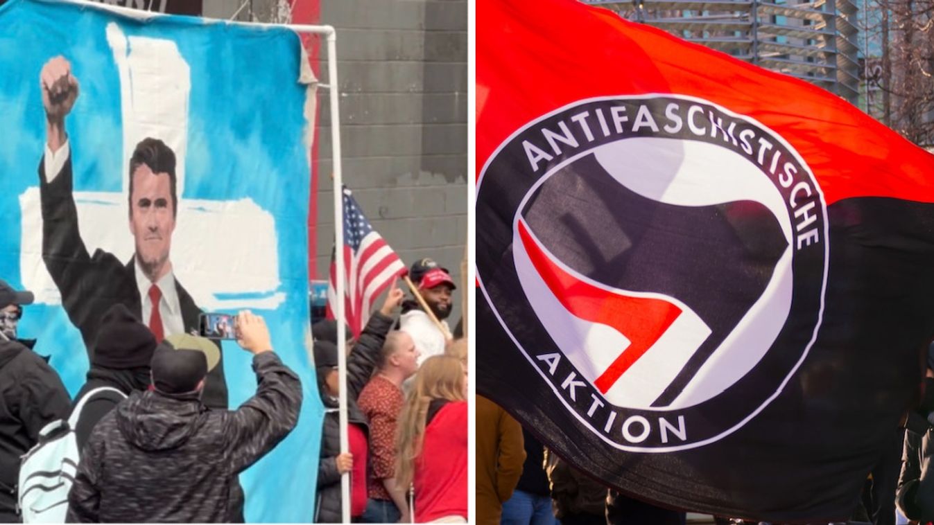 Portland, Charlie Kirk, antifa. Fotó: PS-montázs