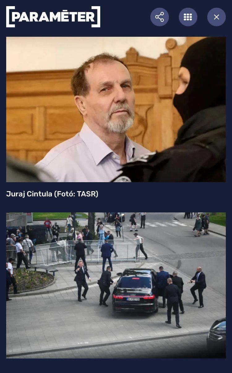 Jurja Cintula, Robert Fico merénylője (fent), a merénylet helyszíne (lent