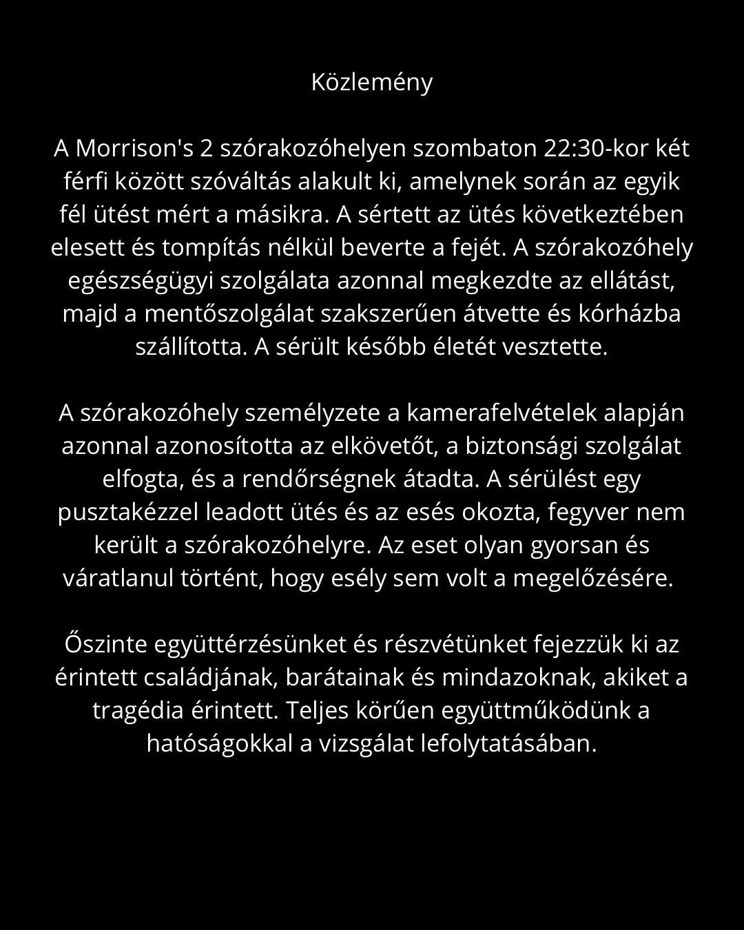 TRAGÉDIA a Morrison's