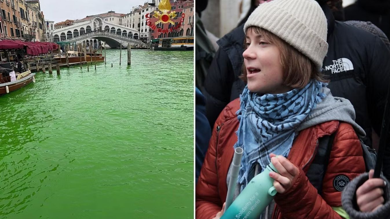 Thunberg megint nem bírt magával: zöldre "festette" a Canal Grandét