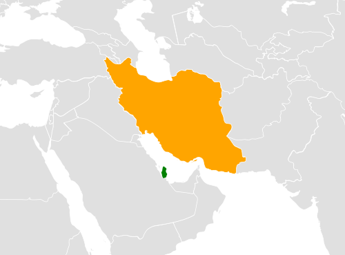 Irán (narancssárga) és Katar (zöld) területének mérete egymáshoz viszonyítva. Fotó: Wikipédia