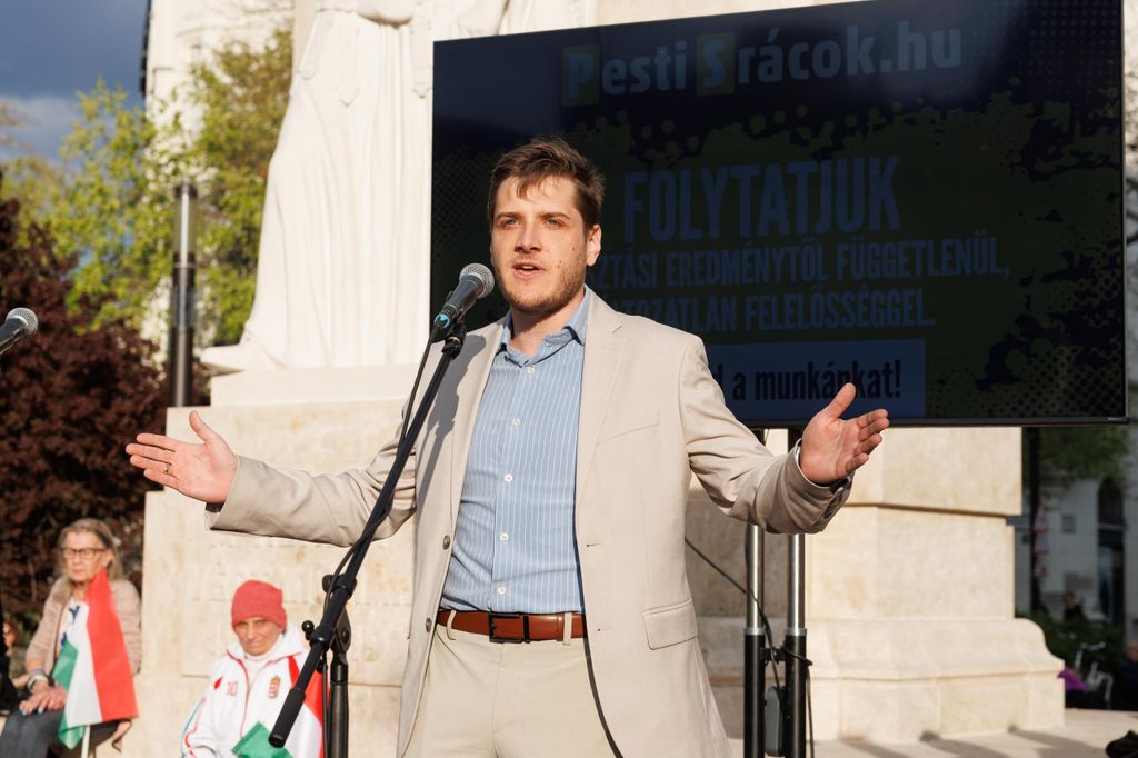 20260416 -- A Pesti Srácok és a Nemzeti Maximumért Alapítvány Magyar Úton Gyűlés nevű rendezvénye a Vértanúk terén. Szalai Szilárd // fotó: Hatlaczki Balázs